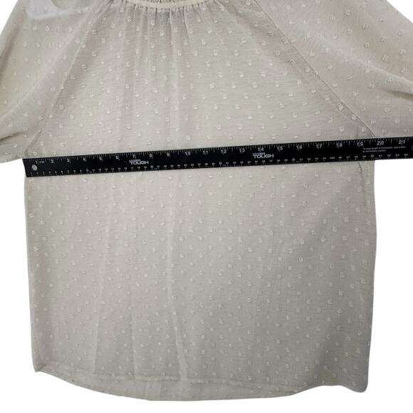 Democracy Cream Swiss Dot Ruffle Blouse Size S Coquette Romantic - Picture 5 of 9